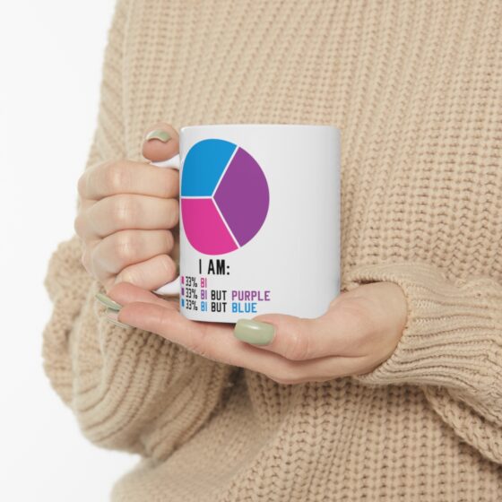 "I Am: 33% Bi 33% Bi But Purple 33% Bi But Blue" - Funny Double Sided Print - White Ceramic Mug 11oz - Image 10