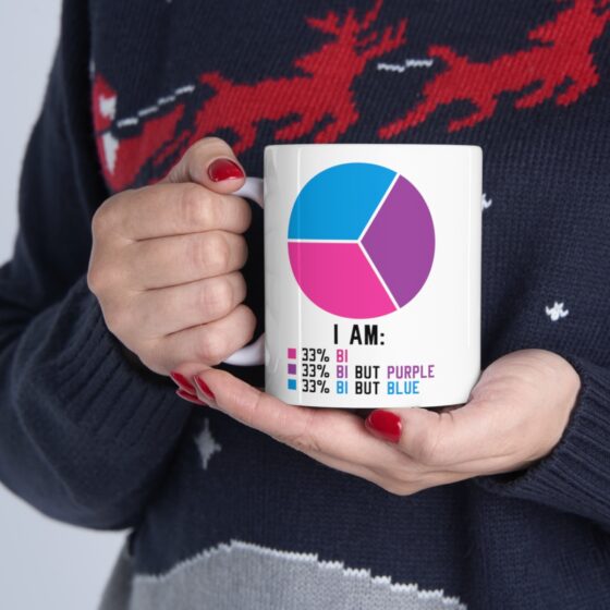 "I Am: 33% Bi 33% Bi But Purple 33% Bi But Blue" - Funny Double Sided Print - White Ceramic Mug 11oz - Image 11