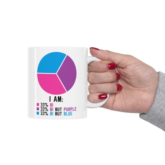 "I Am: 33% Bi 33% Bi But Purple 33% Bi But Blue" - Funny Double Sided Print - White Ceramic Mug 11oz - Image 12