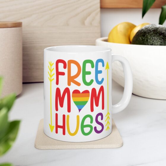 "Free Mom Hugs" - Funny Double Sided Print - White Ceramic Mug 11oz - Image 7