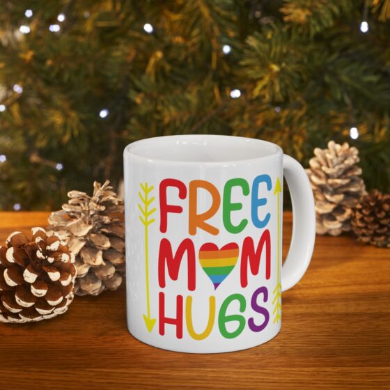 "Free Mom Hugs" - Funny Double Sided Print - White Ceramic Mug 11oz - Image 9