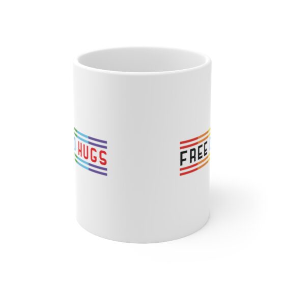 "Free Dad Hugs" - Funny Double Sided Print - White Ceramic Mug 11oz - Image 2