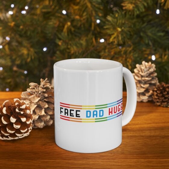 "Free Dad Hugs" - Funny Double Sided Print - White Ceramic Mug 11oz - Image 9