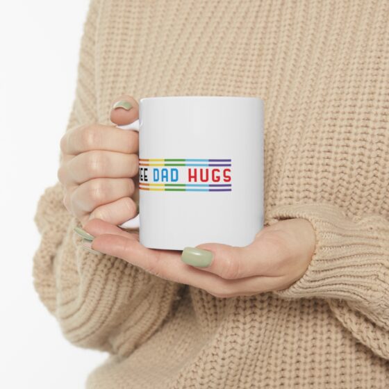 "Free Dad Hugs" - Funny Double Sided Print - White Ceramic Mug 11oz - Image 10