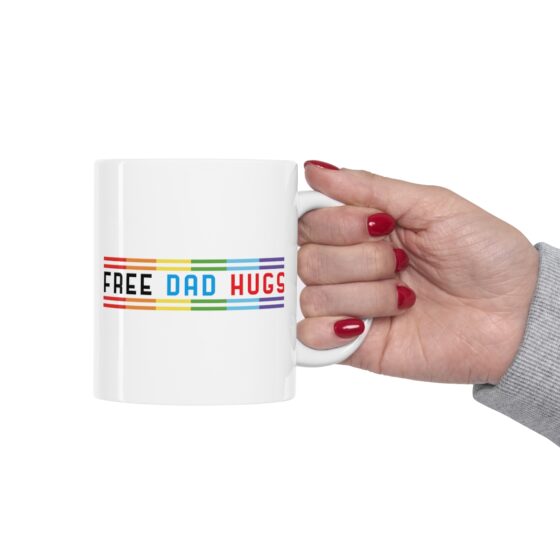 "Free Dad Hugs" - Funny Double Sided Print - White Ceramic Mug 11oz - Image 12