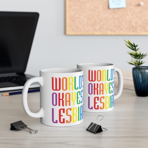 "World's Okayest Lesbian" - Funny Double Sided Print - White Ceramic Mug 11oz - Image 5