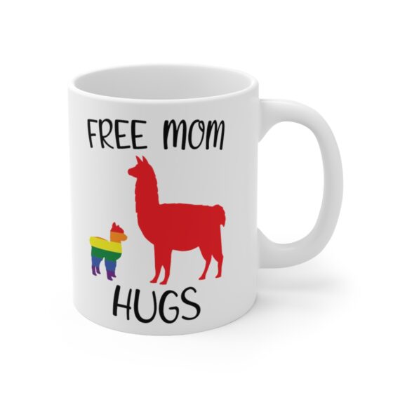 "Free Mom Hugs" - Funny Double Sided Print - White Ceramic Mug 11oz - Image 3