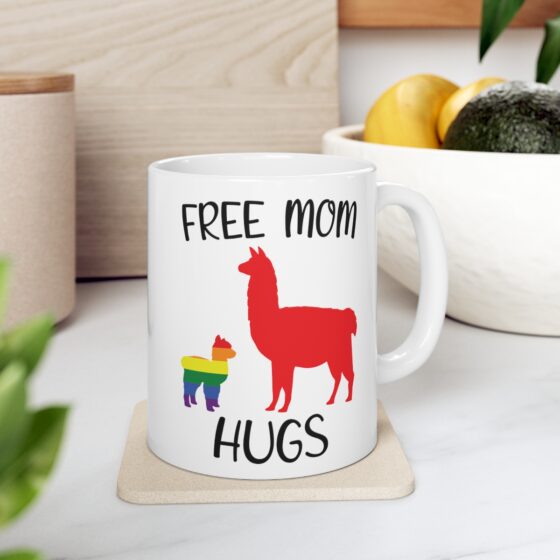 "Free Mom Hugs" - Funny Double Sided Print - White Ceramic Mug 11oz - Image 7