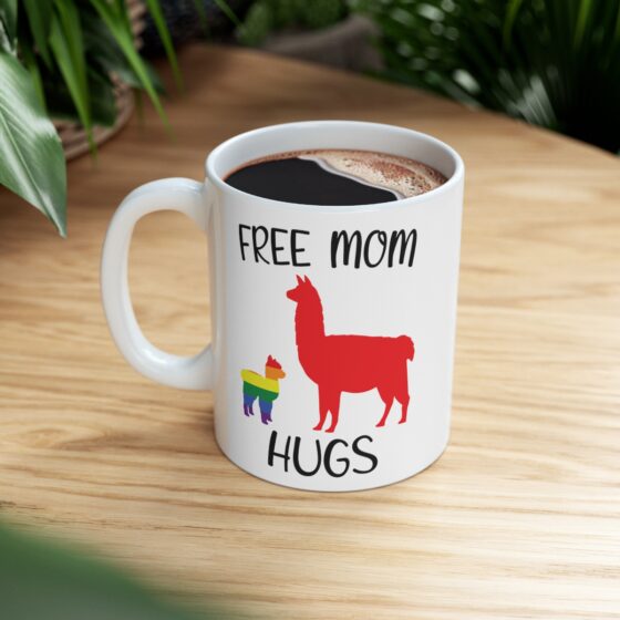 "Free Mom Hugs" - Funny Double Sided Print - White Ceramic Mug 11oz - Image 8