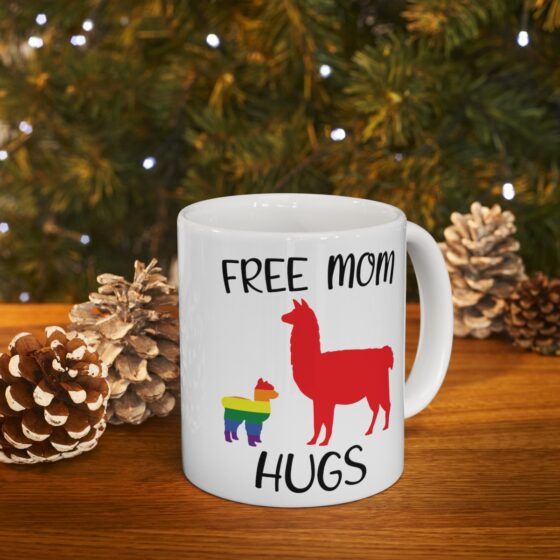 "Free Mom Hugs" - Funny Double Sided Print - White Ceramic Mug 11oz - Image 9