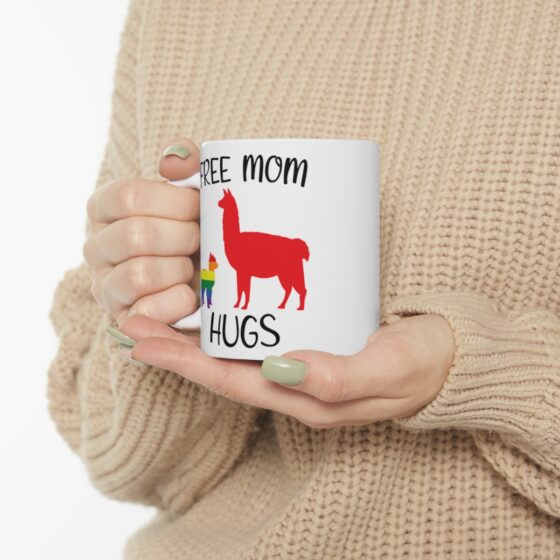 "Free Mom Hugs" - Funny Double Sided Print - White Ceramic Mug 11oz - Image 10