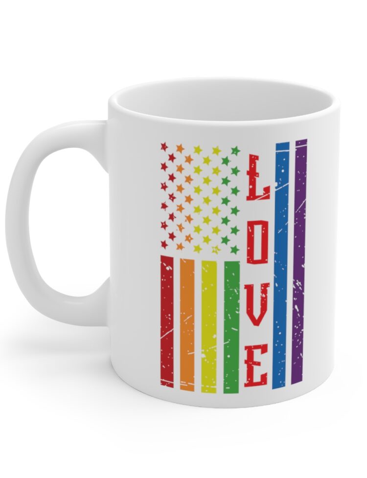 "Love Rainbow Flag" - Funny Double Sided Print - White Ceramic Mug 11oz