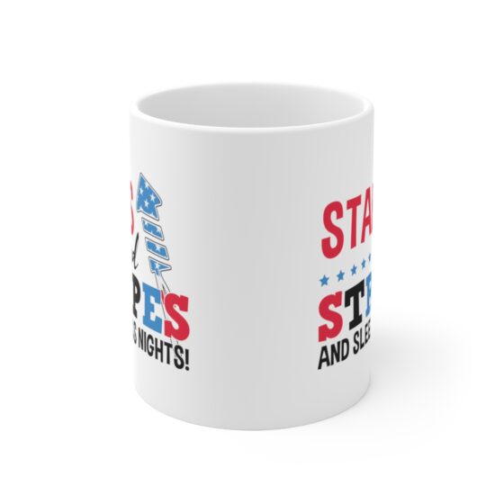 "Stars and Stripes and Sleepless Nights!" - Funny Double Sided Print - White Ceramic Mug 11oz - Image 2