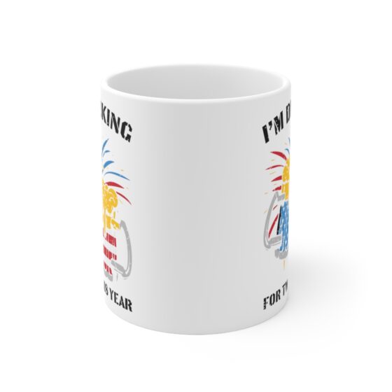 "I'm Drinking For Two This Year" - Funny Double Sided Print - White Ceramic Mug 11oz - Image 2