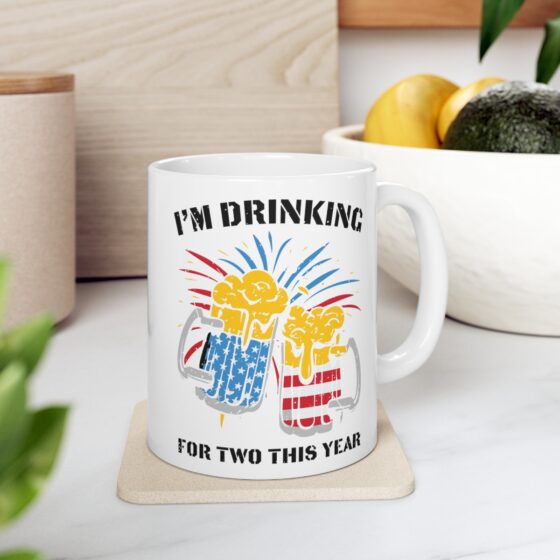 "I'm Drinking For Two This Year" - Funny Double Sided Print - White Ceramic Mug 11oz - Image 7