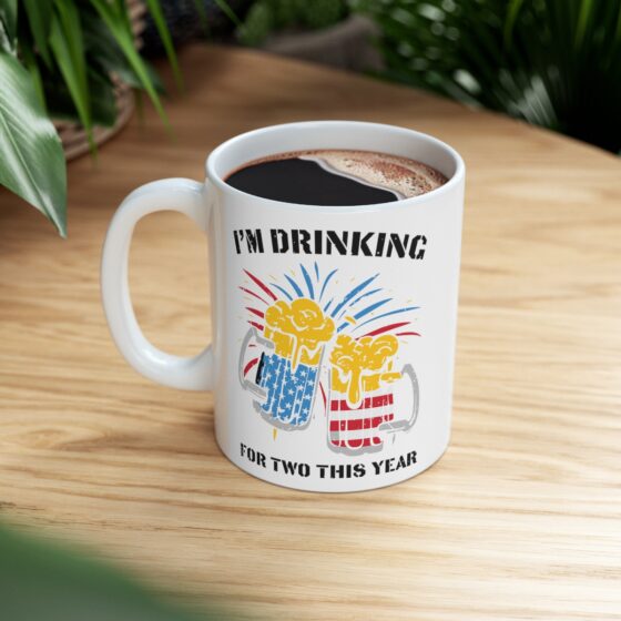 "I'm Drinking For Two This Year" - Funny Double Sided Print - White Ceramic Mug 11oz - Image 8