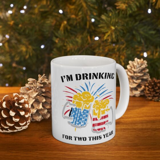 "I'm Drinking For Two This Year" - Funny Double Sided Print - White Ceramic Mug 11oz - Image 9