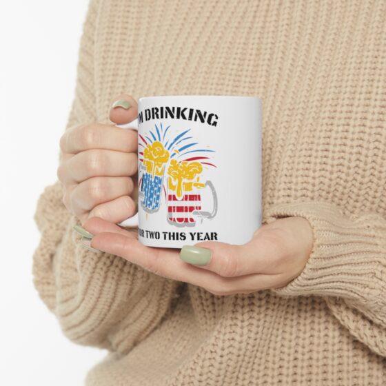 "I'm Drinking For Two This Year" - Funny Double Sided Print - White Ceramic Mug 11oz - Image 10