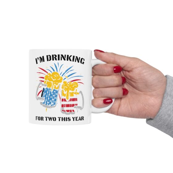 "I'm Drinking For Two This Year" - Funny Double Sided Print - White Ceramic Mug 11oz - Image 12