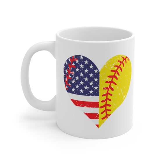 "Heart USA Flag" - Funny Double Sided Print - White Ceramic Mug 11oz