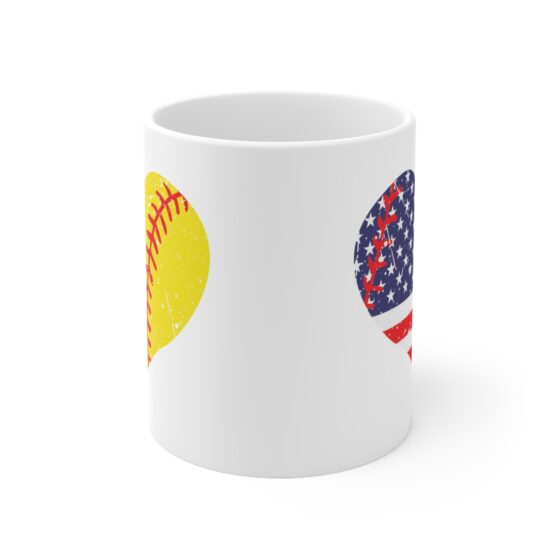 "Heart USA Flag" - Funny Double Sided Print - White Ceramic Mug 11oz - Image 2