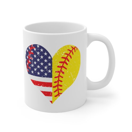 "Heart USA Flag" - Funny Double Sided Print - White Ceramic Mug 11oz - Image 3