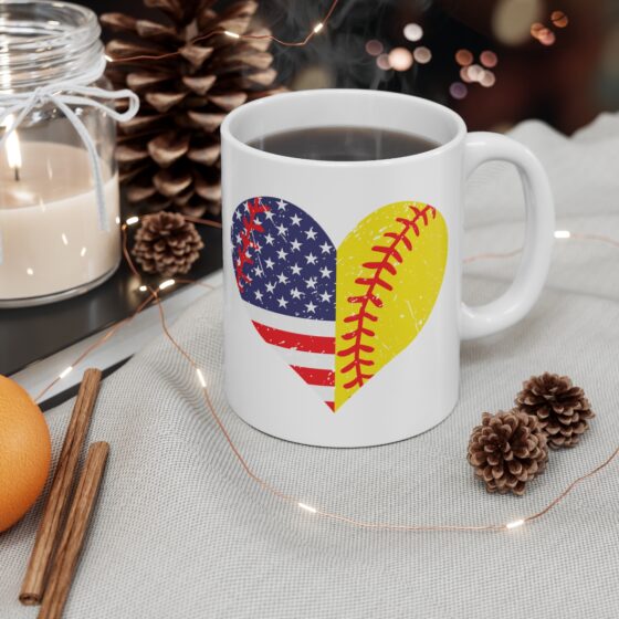 "Heart USA Flag" - Funny Double Sided Print - White Ceramic Mug 11oz - Image 4