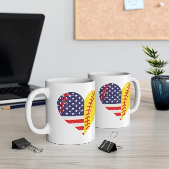 "Heart USA Flag" - Funny Double Sided Print - White Ceramic Mug 11oz - Image 5