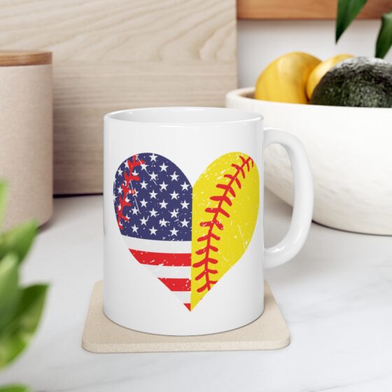 "Heart USA Flag" - Funny Double Sided Print - White Ceramic Mug 11oz - Image 7