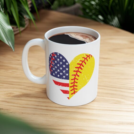 "Heart USA Flag" - Funny Double Sided Print - White Ceramic Mug 11oz - Image 8