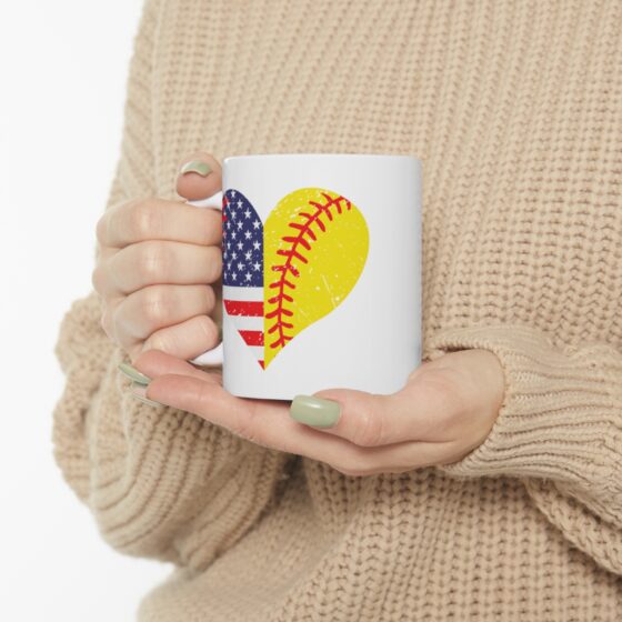 "Heart USA Flag" - Funny Double Sided Print - White Ceramic Mug 11oz - Image 10