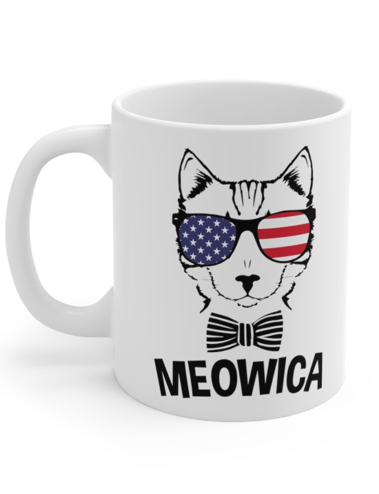 "Meowica" - Funny Double Sided Print - White Ceramic Mug 11oz