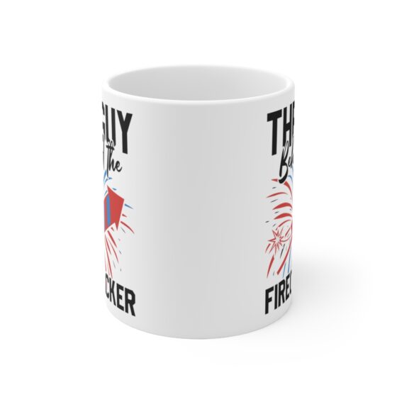 "The Guy Behind The Firecracker" - Funny Double Sided Print - White Ceramic Mug 11oz - Image 2