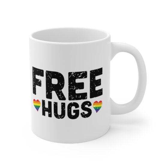 "Free Hugs" - Funny Double Sided Print - White Ceramic Mug 11oz - Image 3