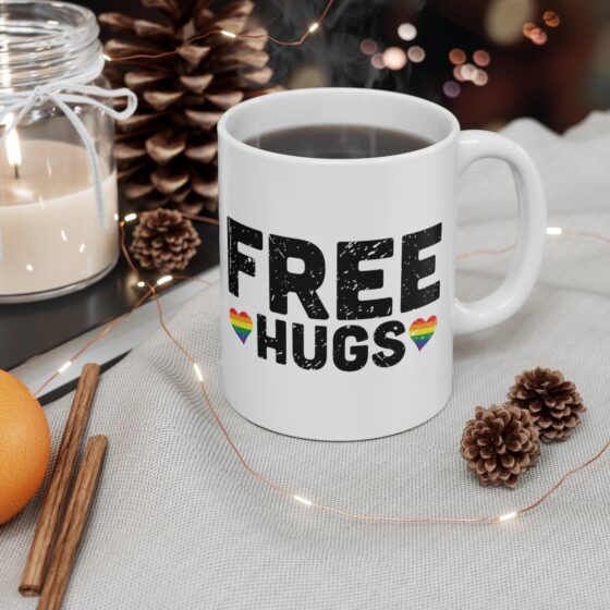 "Free Hugs" - Funny Double Sided Print - White Ceramic Mug 11oz - Image 4