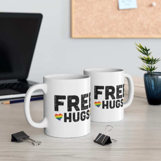 "Free Hugs" - Funny Double Sided Print - White Ceramic Mug 11oz - Image 5