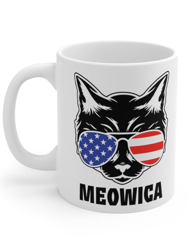 "Meowica" - Funny Double Sided Print - White Ceramic Mug 11oz