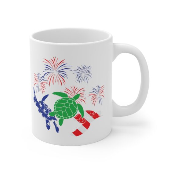 "American Turtles" - Funny Double Sided Print - White Ceramic Mug 11oz - Image 3