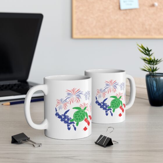 "American Turtles" - Funny Double Sided Print - White Ceramic Mug 11oz - Image 5