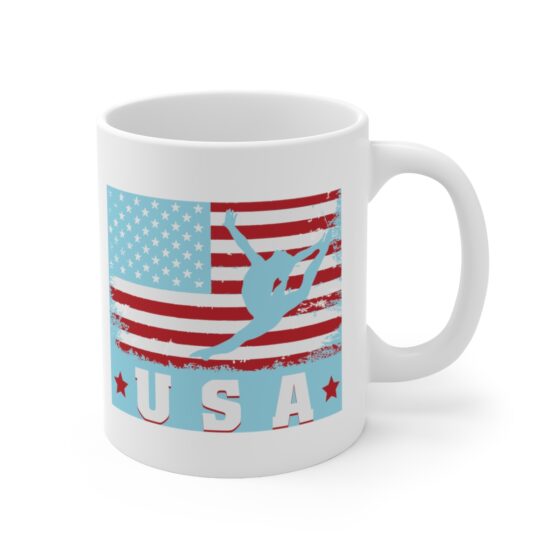 "USA Gymnast" - Funny Double Sided Print - White Ceramic Mug 11oz - Image 3