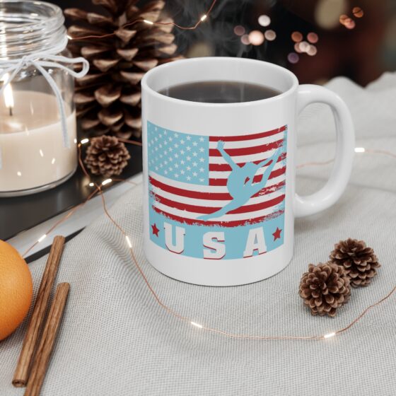 "USA Gymnast" - Funny Double Sided Print - White Ceramic Mug 11oz - Image 4