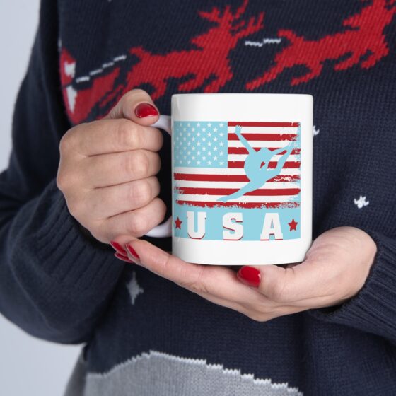 "USA Gymnast" - Funny Double Sided Print - White Ceramic Mug 11oz - Image 11