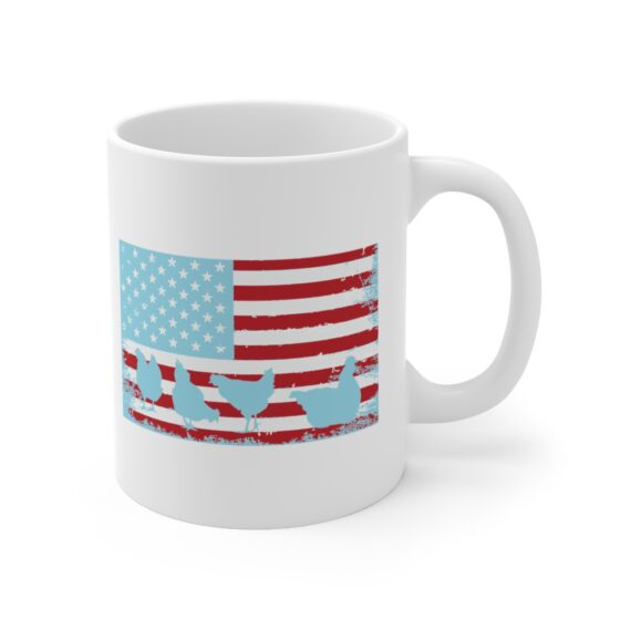 "American Chickens" - Funny Double Sided Print - White Ceramic Mug 11oz - Image 3