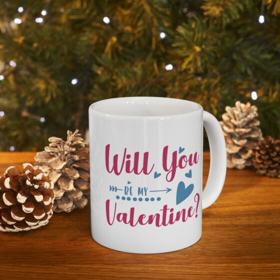 "Will You Be My Valentine?" - Funny Double Sided Print - White Ceramic Mug 11oz - Image 9