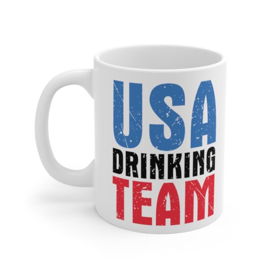 "USA Drinking Team" - Funny Double Sided Print - White Ceramic Mug 11oz