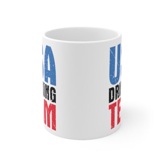 "USA Drinking Team" - Funny Double Sided Print - White Ceramic Mug 11oz - Image 2