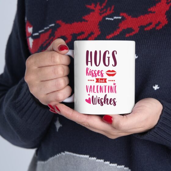 "Hugs Kisses and Valentine Wishes" - Funny Double Sided Print - White Ceramic Mug 11oz - Image 11