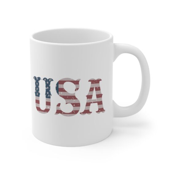 "USA" - Funny Double Sided Print - White Ceramic Mug 11oz - Image 3