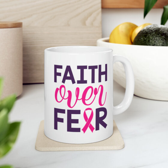 "Faith Over Fear" - Funny Double Sided Print - White Ceramic Mug 11oz - Image 8