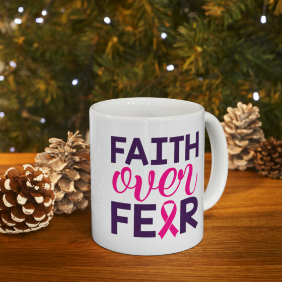 "Faith Over Fear" - Funny Double Sided Print - White Ceramic Mug 11oz - Image 10